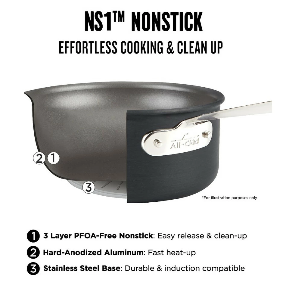 All-Clad NS1 Nonstick Induction Chef's Pan with Lid - Image 9