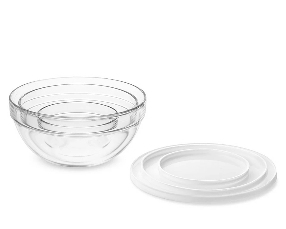 Glass Mixing Bowls with Lids, Set of 3 - Image 3