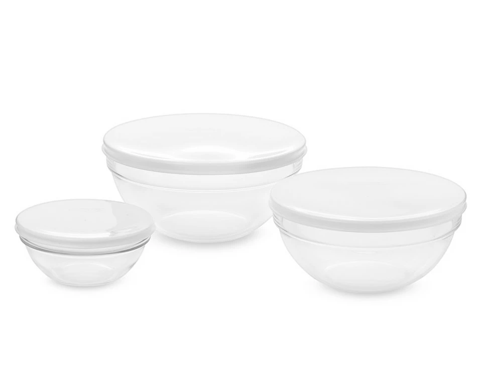 Glass Mixing Bowls with Lids, Set of 3 - Image 4