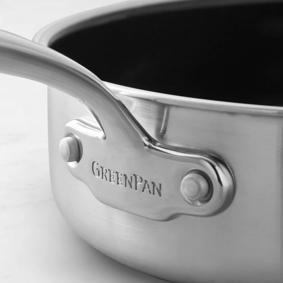 GreenPan™ Premiere Stainless Steel Ceramic Non-Stick Covered Sauté Pan with Helper Handle - Image 3