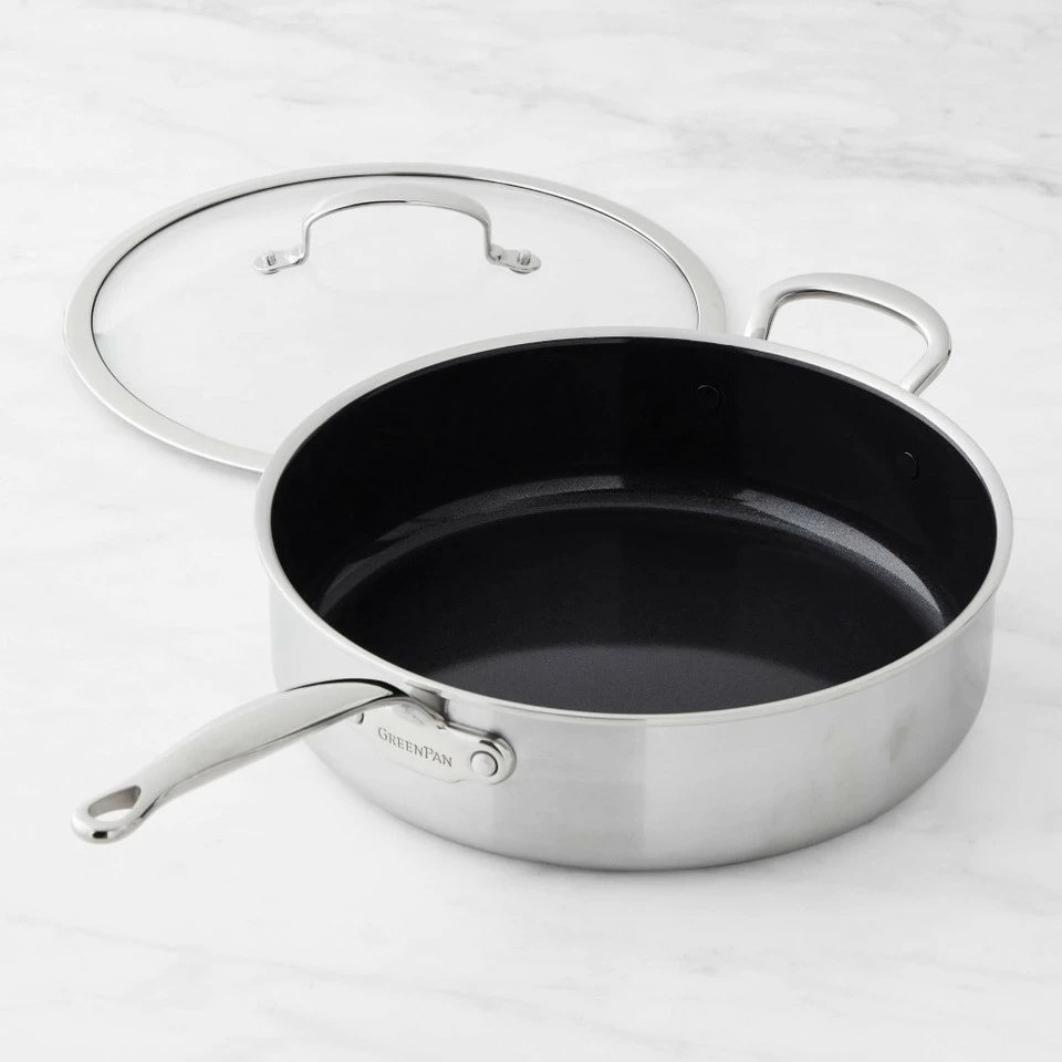 GreenPan™ Premiere Stainless Steel Ceramic Non-Stick Covered Sauté Pan with Helper Handle - Image 2