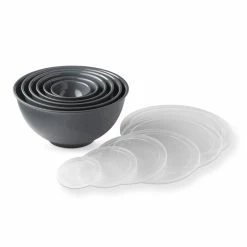 Melamine Mixing Bowls with Lids, Set of 6, Grey