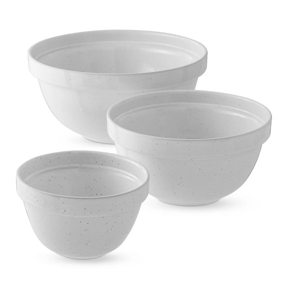 Reactive Mixing Bowls, Set of 3, White Speckle - Image 3