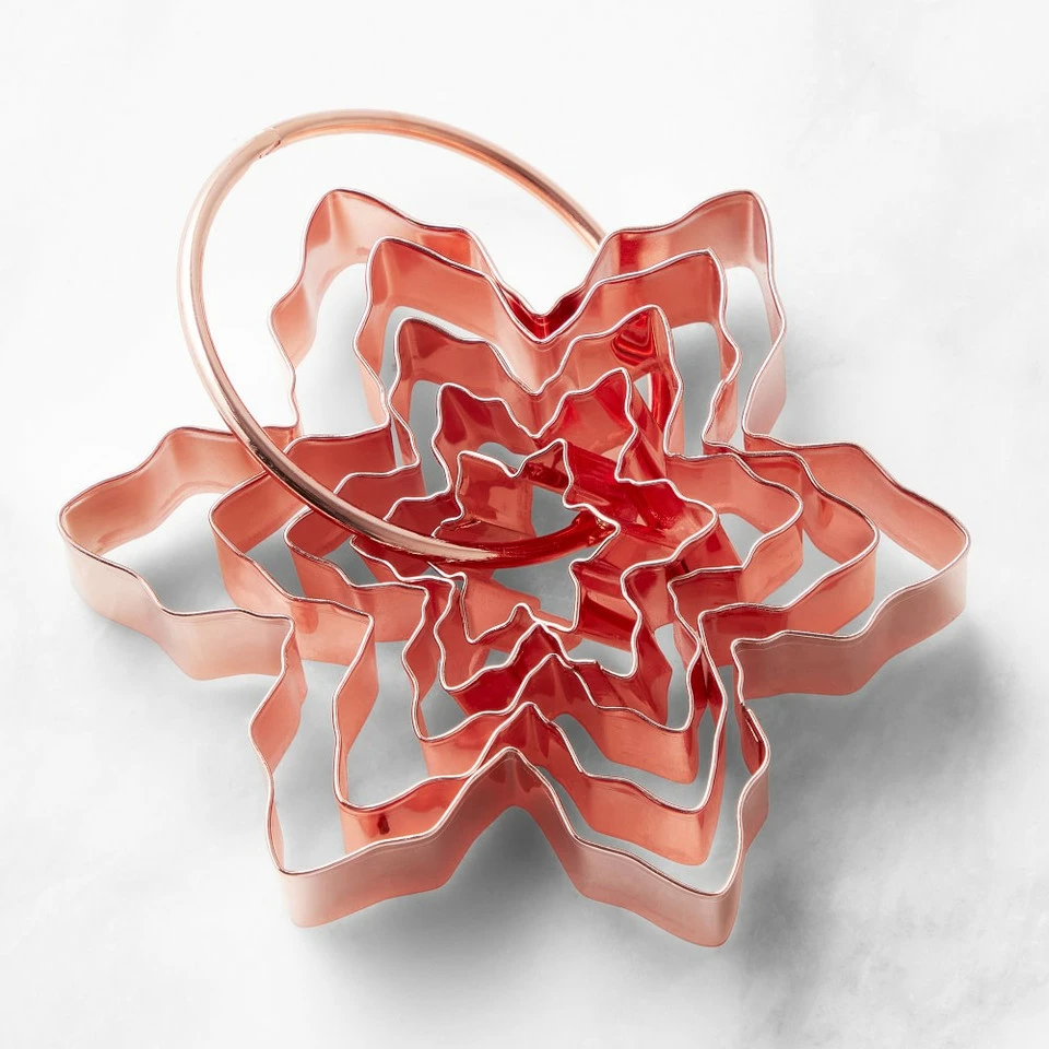 Williams Sonoma Copper Snowflake Cookie Cutters on Ring, Set of 5